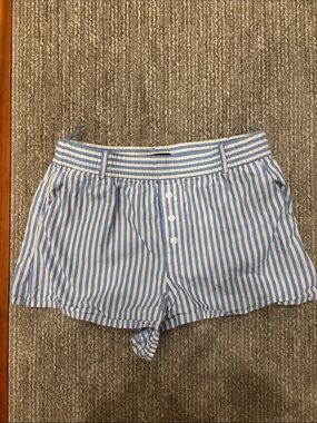 Zara Blue & White Striped Button-Front Shorts